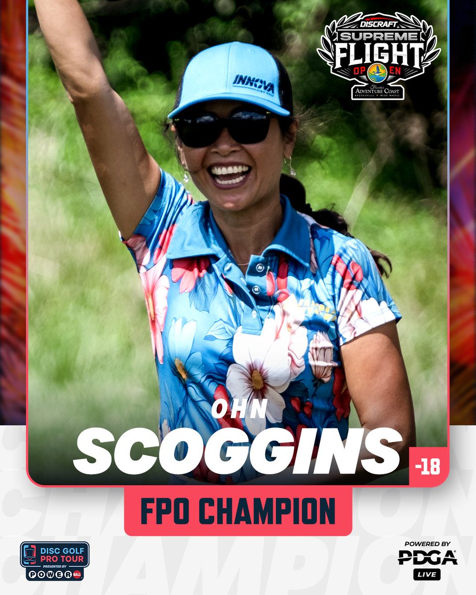 DiscGolfProTour's tweet photo. FROM THE CHASE CARD!!! Ohn Scoggins is your FPO Champion of Discraft's Supreme Flight Open presented by Florida's Adventure Coast! 🏆 https://t.co/c8tKBZfQkc