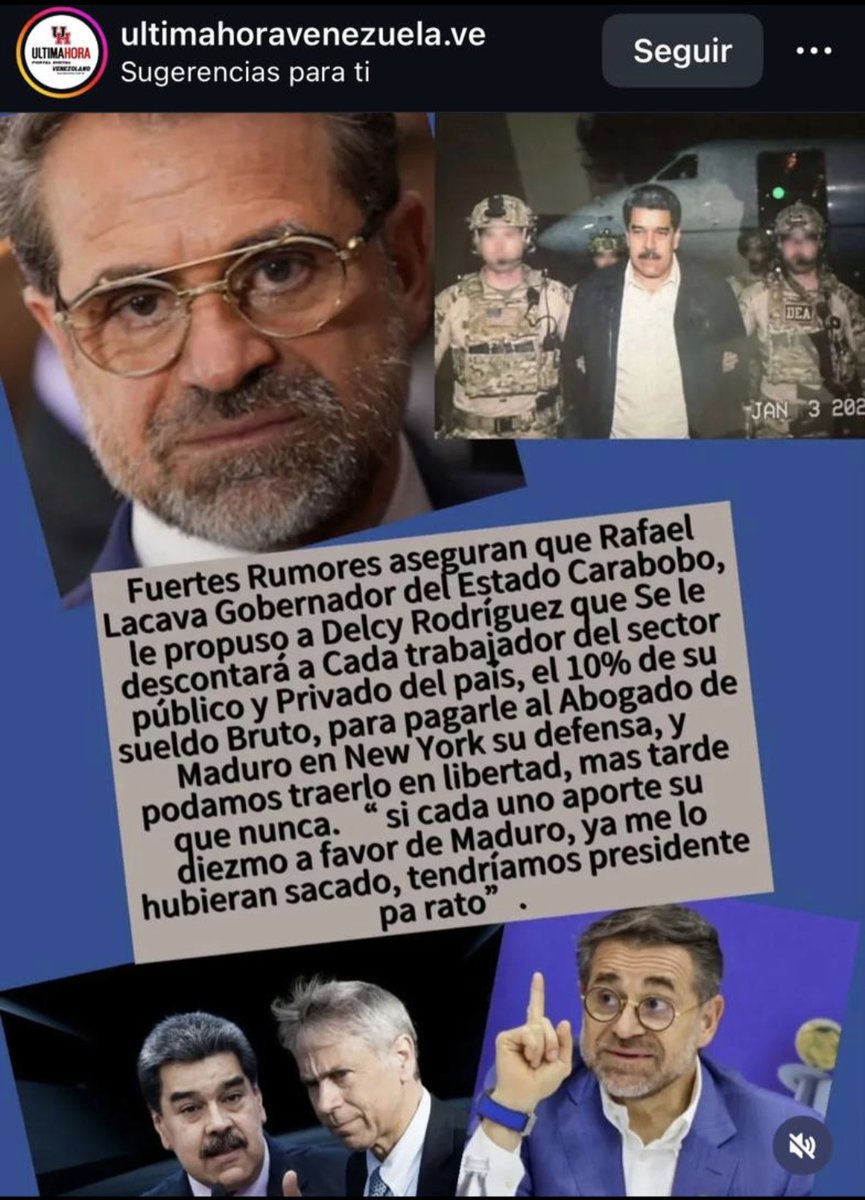 La locura que este  psicópata esta proponiendo a Delcy quitarle el 10% a los empleados públicos y privados  para pagar los abogados al ladrón de Maduro si tanto lo quieres de vuelta págalo tu, dinero robado es lo que te sobra vas a seguir jodiendo al guevon ese talco esta malo