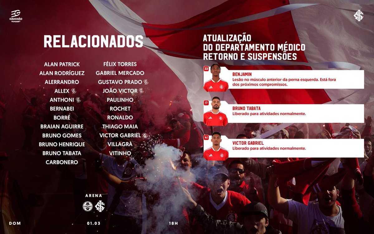 ILTOMVARGAS's tweet photo. Confira os jogadores relacionados para o primeiro jogo da final https://t.co/sl6pGEadUH