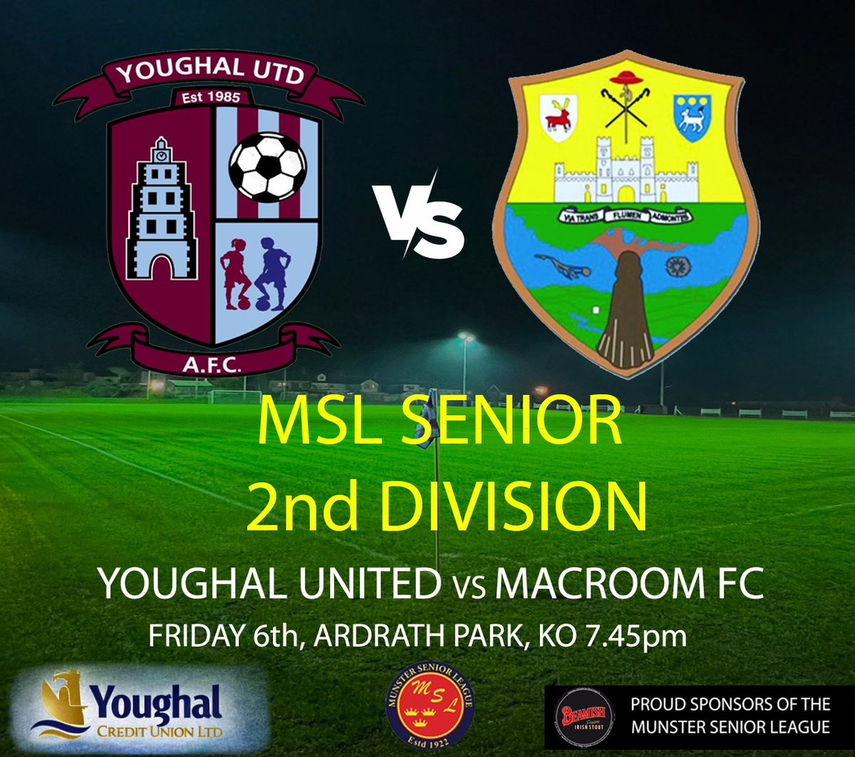 yunitedafc's tweet photo. 🔥 MATCH NIGHT – UNDER THE LIGHTS 🔥
Get all the latest news on the Youghal United AFC app https://t.co/JM2Fg5Fwkh https://t.co/9haNzwsBzr