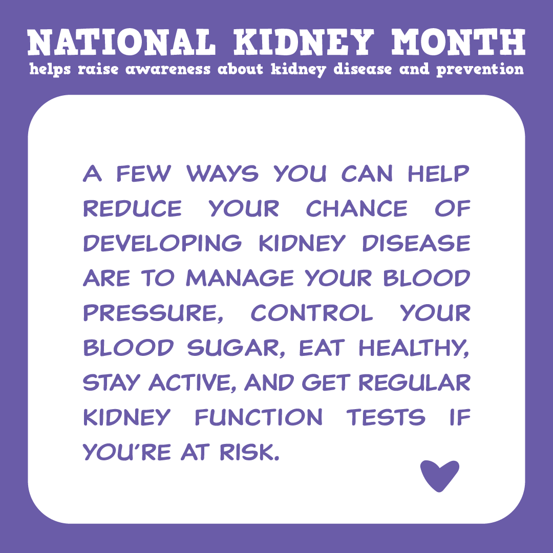 TheLivingBank's tweet photo. It's National Kidney Month! This is observed every March to raise awareness about kidney health, the risks of kidney disease, and what you can do to prevent it! Kidney disease is often preventable and manageable when caught early. Share this post to help raise awareness! https://t.co/Bn7kInwt7i