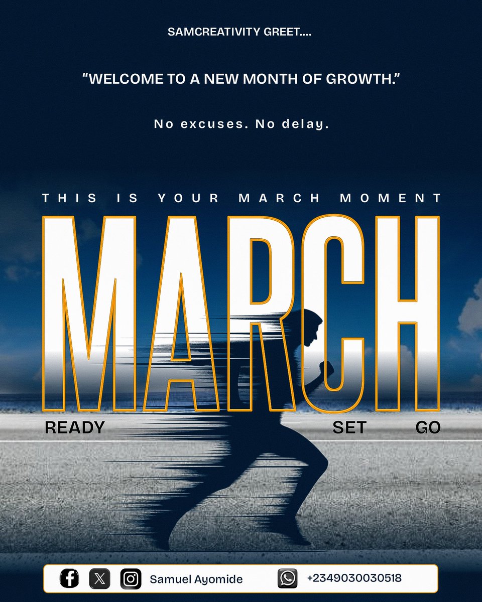 OyebodeSa62062's tweet photo. So today nah new month start? I never even know oo 😅
Anyway… welcome to March!
New goals. New moves. No excuses.
We move with purpose this month. 🚀
#NewMonth #MarchVibes #MarchForward #StayConsistent #GrowthSeason #SamcreativityGreet https://t.co/J32OU2cAEK