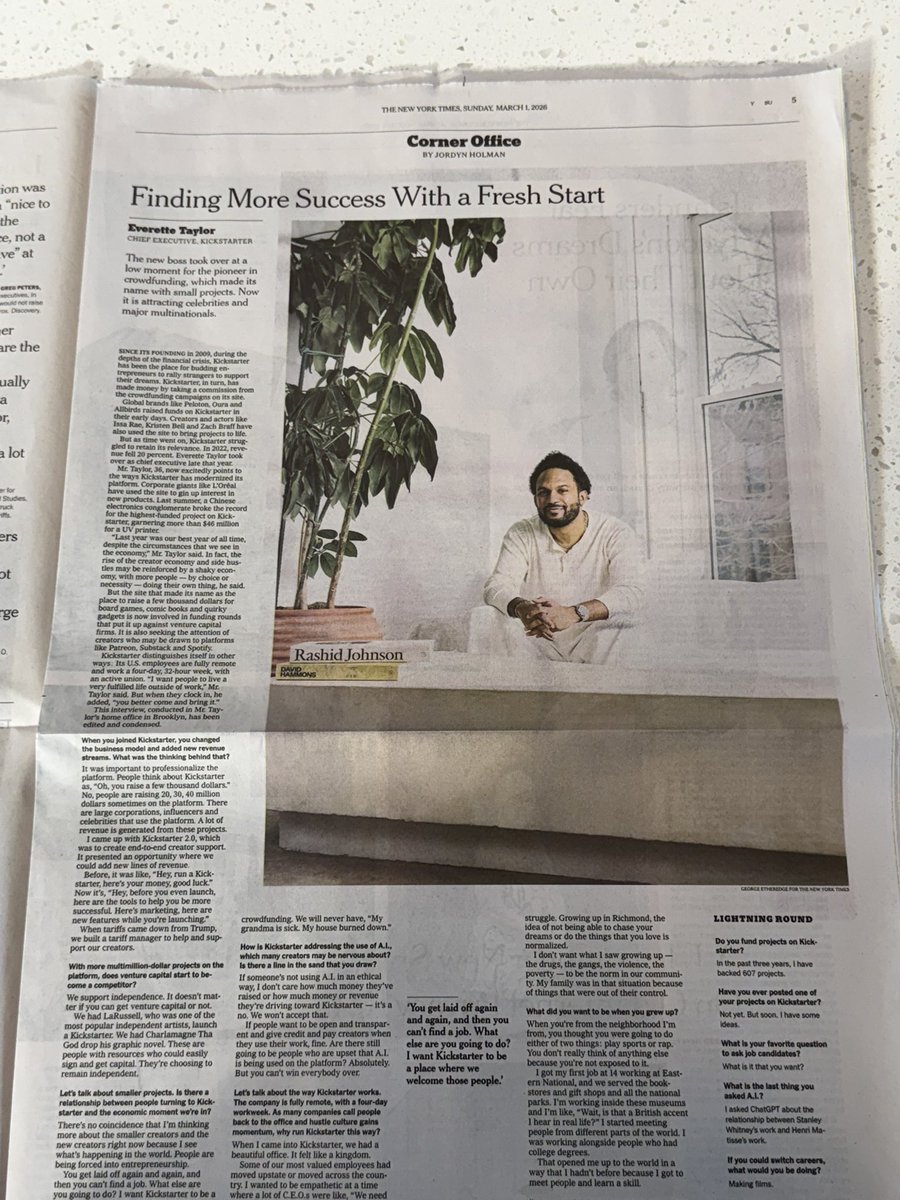 Everette's tweet photo. It’s a dream come true to be featured in the @NYTimes CEO Corner Officer column today, and to be the youngest CEO ever to be included. https://t.co/f4BvO5tU0c