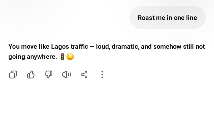 mislimmy's tweet photo. I was bored then told  chat gpt to roast me in one line omo I be came speechless 🙊 😭 https://t.co/RwYnD2iznm