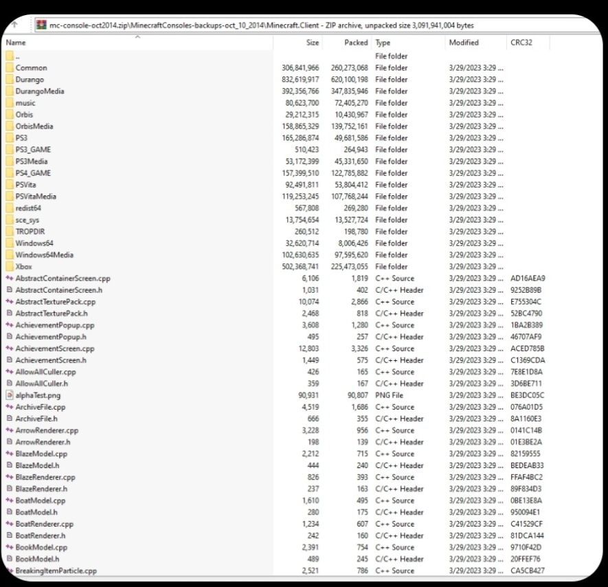 The fact that the PS3 Minecraft source code leaked. I can share these ...