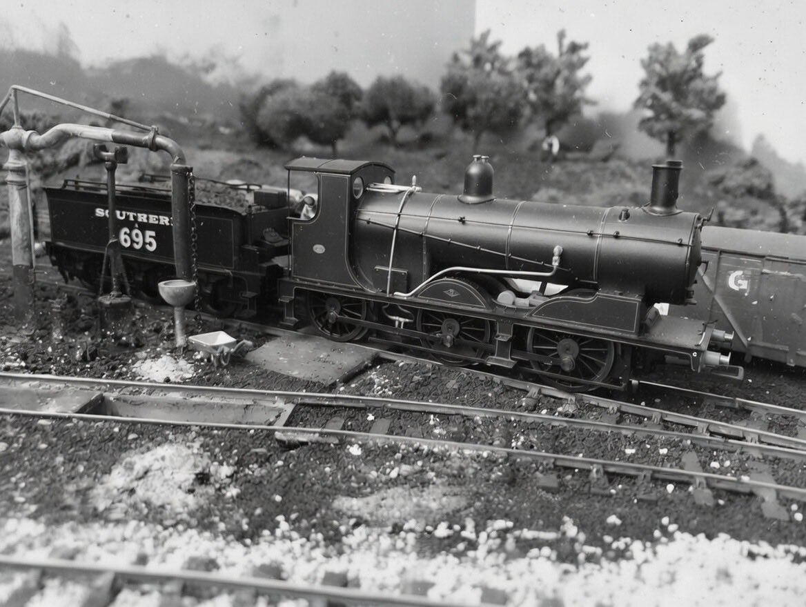 WesthavenGWR's tweet image. Southern Railway Drummond 700 at Westhaven shed after arriving from Poole. #modelrailways #modeltrains #tmrguk