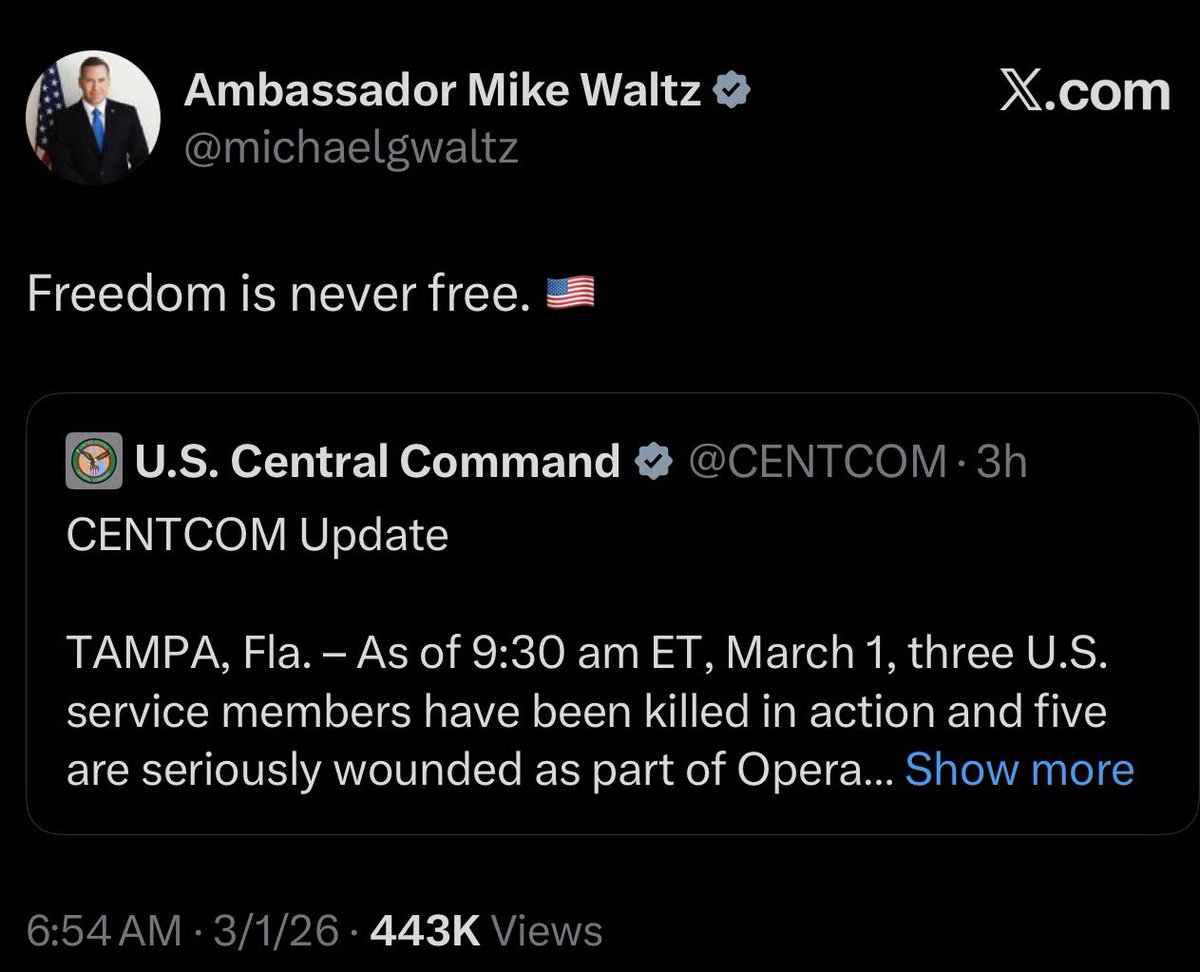 Three Americans dead and Trump’s UN Ambassador waves it off with some bullshit jingoism. From the people who wailed about Benghazi for a decade. Absolute soulless ghouls.
