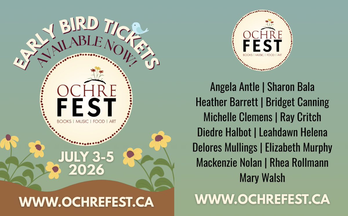 OchreFest's tweet photo. Early Bird Tickets are LIVE!Ochre Fest returns July 3–5 in beautiful Ochre Pit Cove for a weekend of stories, music, and coastal charm. Get tickets and view the lineup at https://t.co/9MYWr53lJc https://t.co/iSoALryGmF