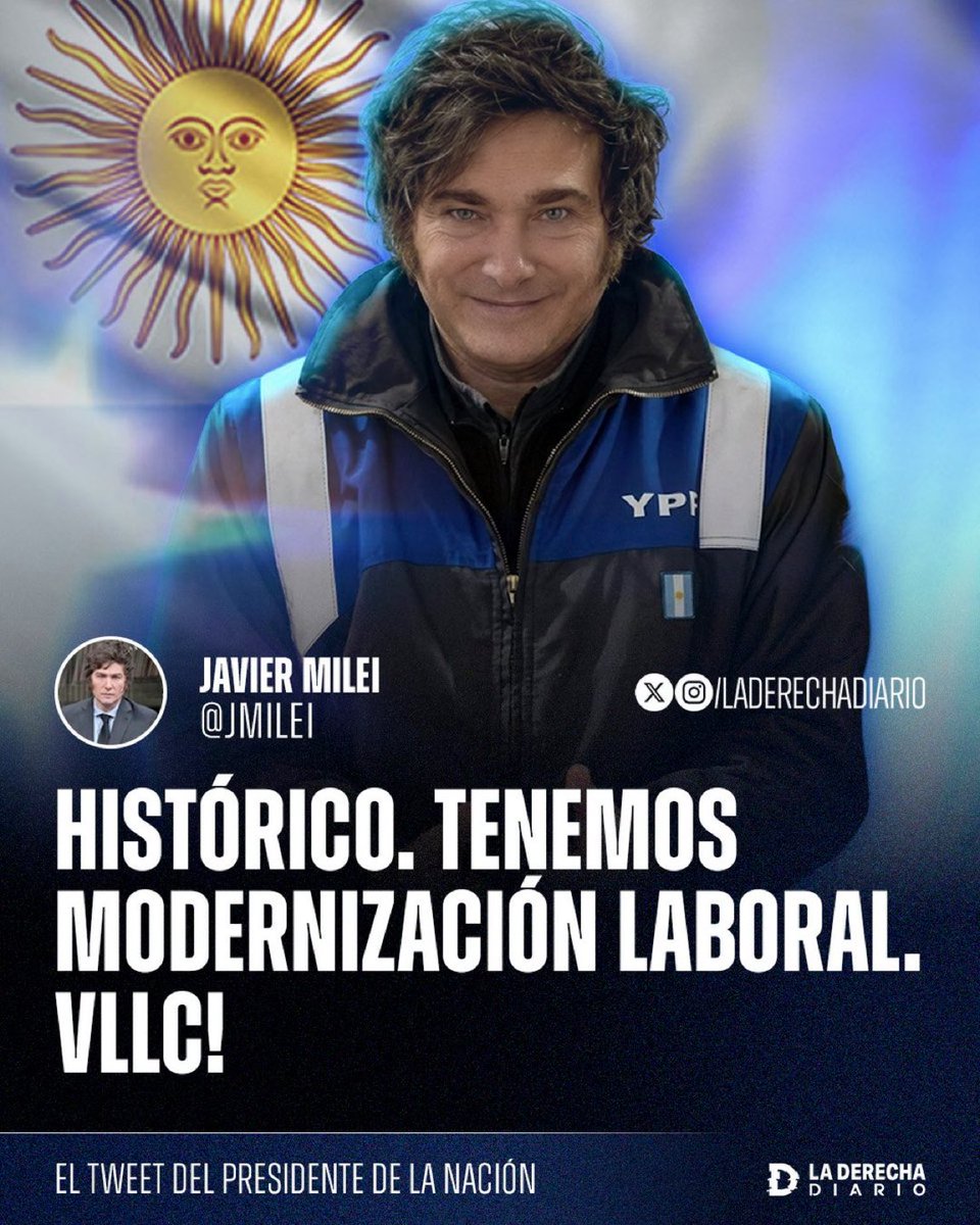 Milei celebró la aprobación de la modernización laboral y destacó que es un paso histórico para formalizar a millones de argentinos que hoy trabajan en negro. Menos rigidez y más oportunidades para generar empleo genuino.