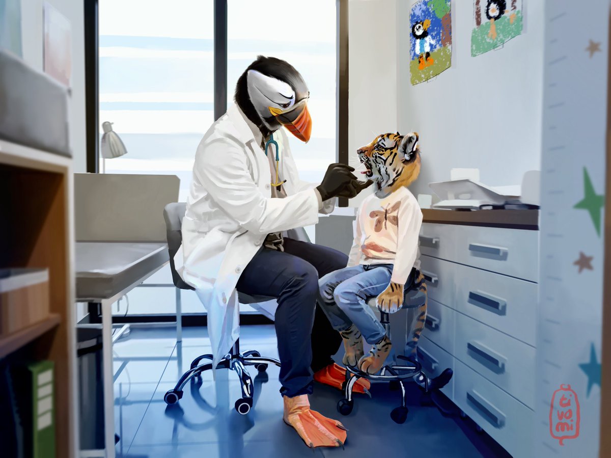 Tipainaulait's tweet photo. Puffin doctor !!!

Done on procreate, each one took me 7-8hours to finish. Credit to Viktor Cvetkovic and Halfpoint for the photo ref

#digitalart #furryartwork #furryartist #puffin https://t.co/JkwxMNDZTB