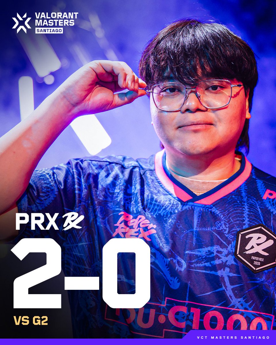 A STATEMENT TO KICK OFF THEIR MASTERS RUN 💪

Paper Rex lock in the 2-0 win over G2 and claim their first victory in #VALORANTMasters Santiago!