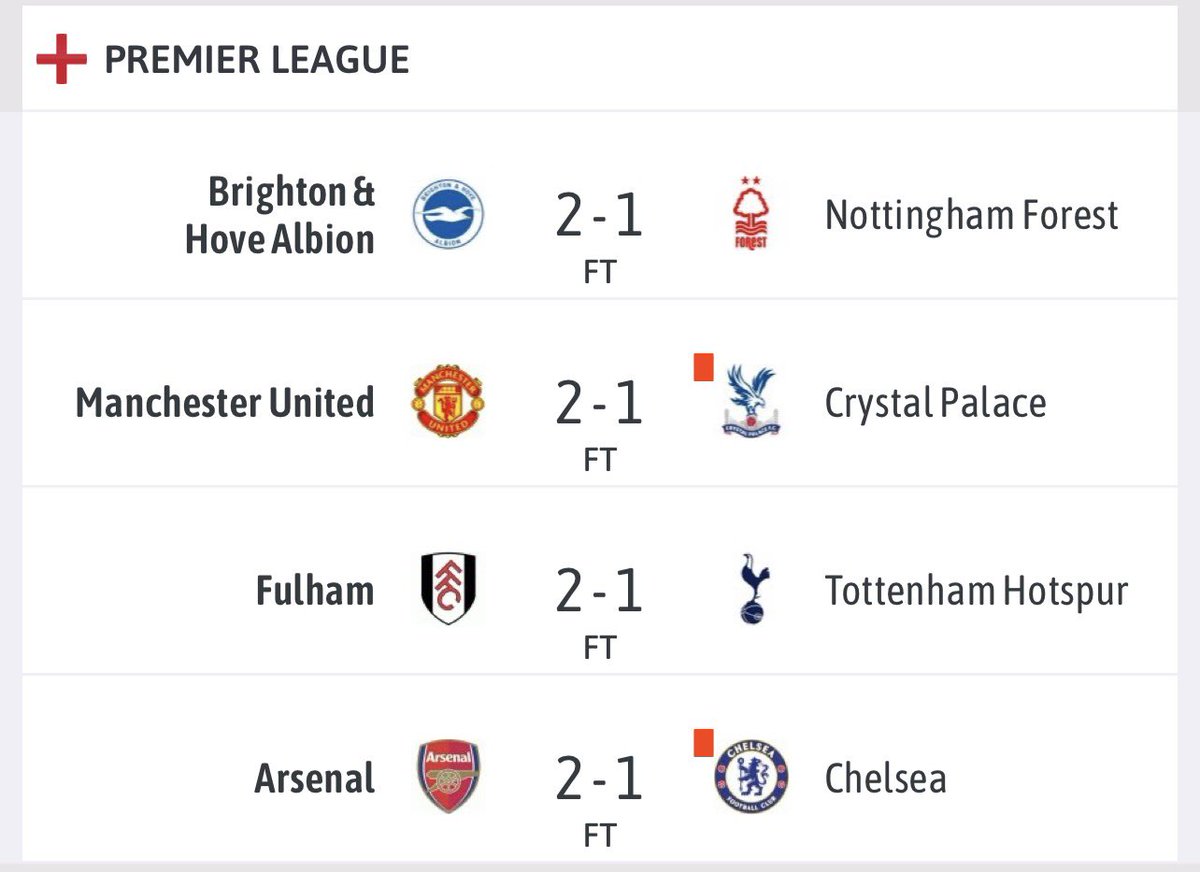 All EPL matches for today be 2:1