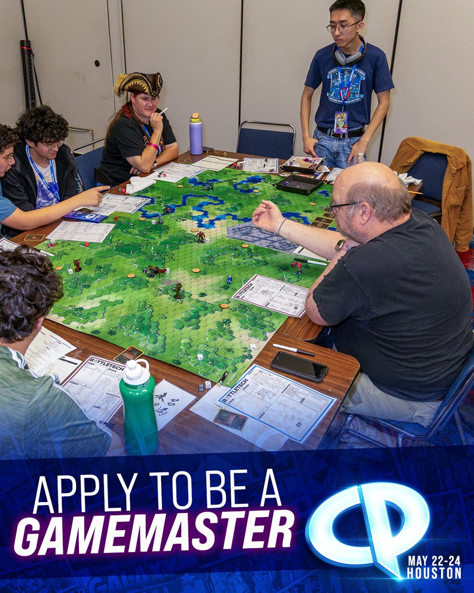 Comicpalooza's tweet image. Unleash your inner storyteller at #Comicpalooza 2026! Run your own games, wow eager players, and become a legend in the tabletop community. This is your opportunity to guide players through worlds only you can create. Apply: bit.ly/4nX1MQn #CP2026 #Gamemaster #Tabletop