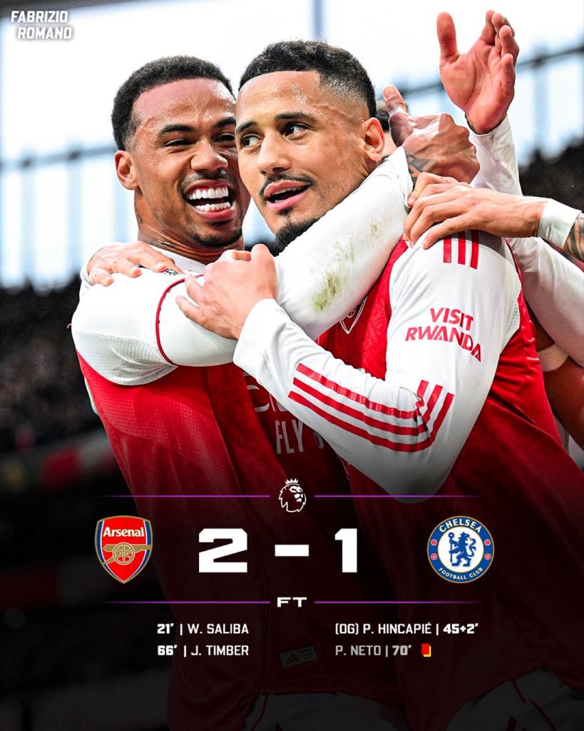 ❤️🤍 Crucial win for Arsenal against Chelsea!

Who’s been your Man of the Match?