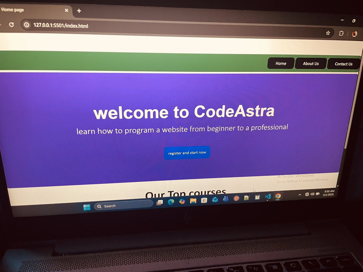 codeastra2025's tweet photo. Day 18/100 Days of Code 💻

Building real structure now:
– Multi-page linking
– Image paths
– CSS connection
– Folder organization

It’s starting to feel real.

Consistency > Motivation.

#100DaysOfCode #WebDev #Frontend #HTML #CSS #BuildInPublic https://t.co/VtvLUvrn8r