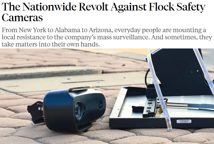 Everyone’s talking about Iran, but here at home there’s a quiet uprising against Flock. People are fed up with being tracked and catalogued, and the backlash is spreading fast. The backlash is so strong that some departments are now hiding camera locations.
