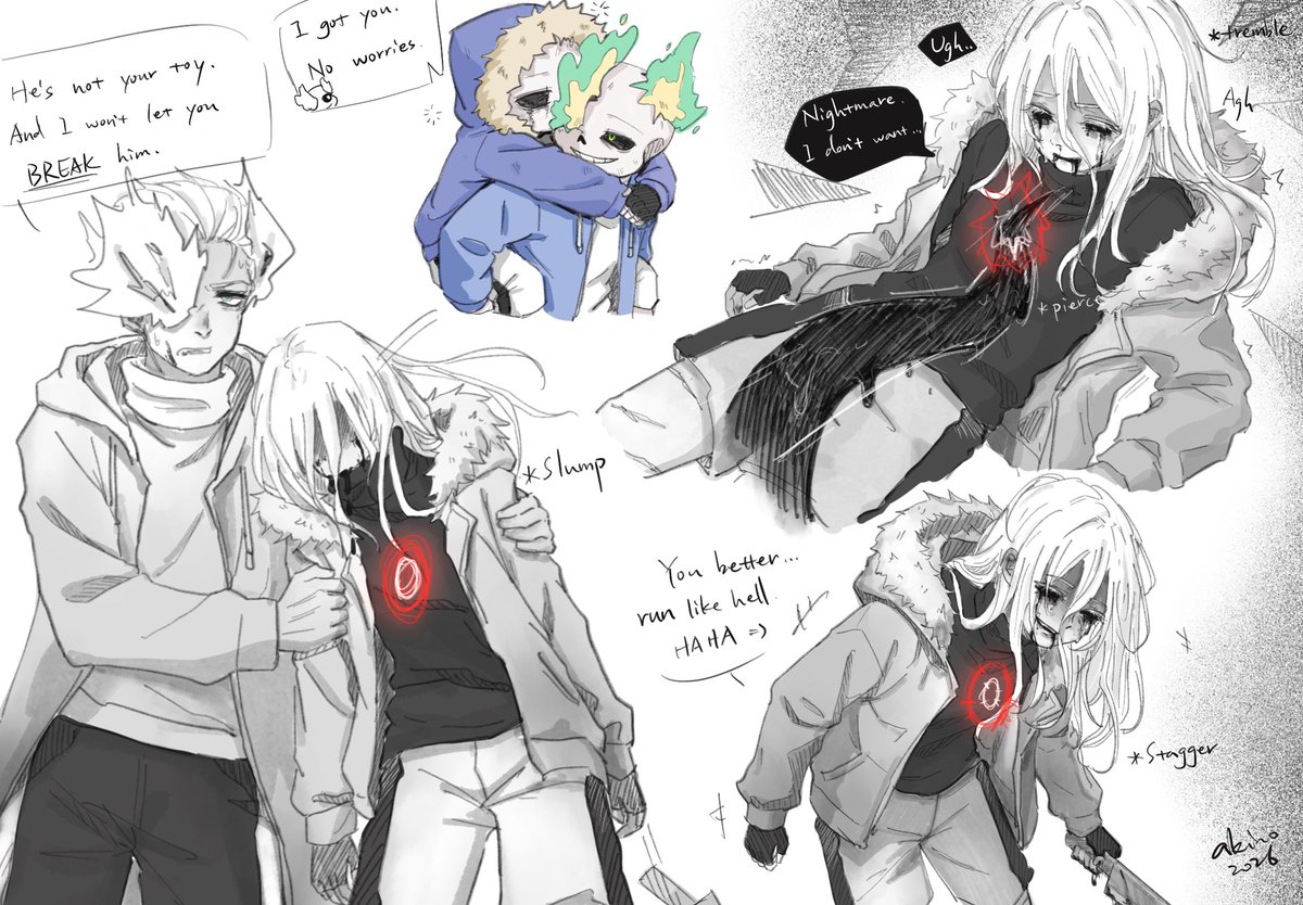 Yanagico's tweet image. doodles from my delusional mind~
"There is a crack in everything. That's how the light gets in." #killersans #colorsans #colorkiller #utmv  #undertaleAU