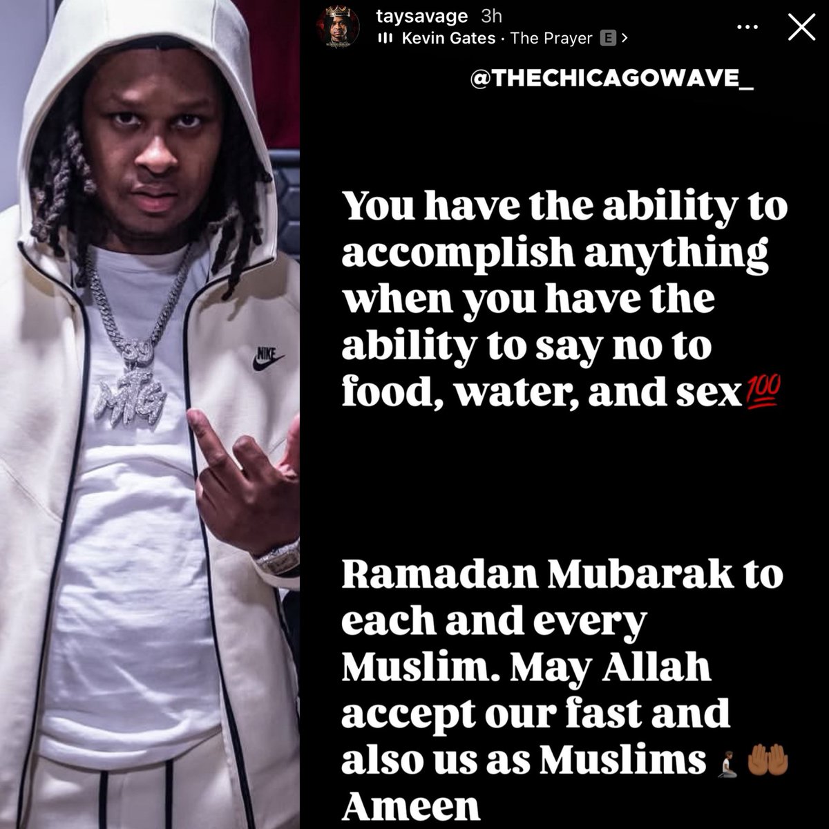 TheChicagoWave's tweet photo. Tay Savage speaks on the value of fasting during the Ramadan season ☪️🤲🏾 https://t.co/D3RDsVlHhX
