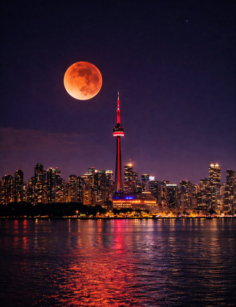 RTNToronto's tweet photo. #NEW: Total lunar eclipse will turn the mood red all over Toronto on Tuesday! https://t.co/XpFc8OxmkU