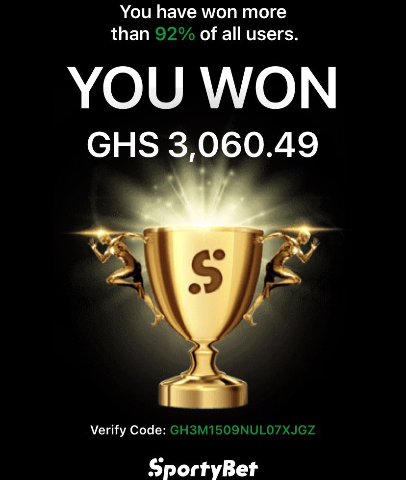gdanso006's tweet photo. Check out my big win on
#SportyBet !
https://t.co/3ZGOVsf40L https://t.co/hVJ1GCGf29