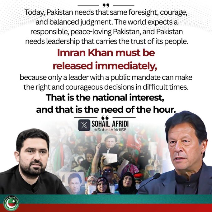 PTIofficial's tweet photo. In the national interest and for national unity, it is the need of the hour to release the legitimate Prime Minister of Pakistan, Imran Khan! 

#ImranKhanForNationalUnity https://t.co/aTLAhwo3Vd