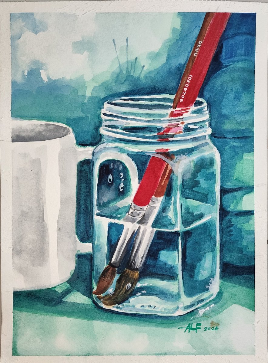 Be_Illustrated's tweet photo. Proses belajar nggambar obyek transparan menggunakan cat air.
7 jam nggambar + nunggu kering + leyeh-leyeh + rokokan.

#watercolor #painting #workinprogress https://t.co/0WTNVvDkrH