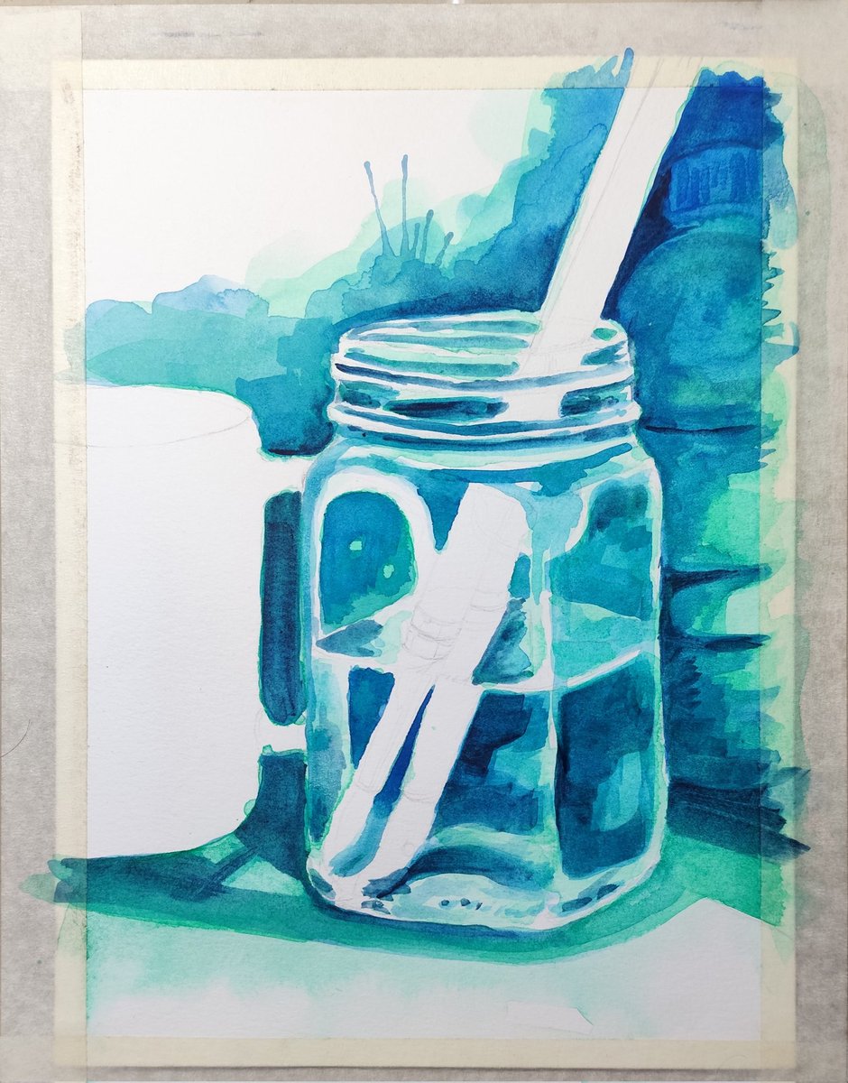 Be_Illustrated's tweet photo. Proses belajar nggambar obyek transparan menggunakan cat air.
7 jam nggambar + nunggu kering + leyeh-leyeh + rokokan.

#watercolor #painting #workinprogress https://t.co/0WTNVvDkrH