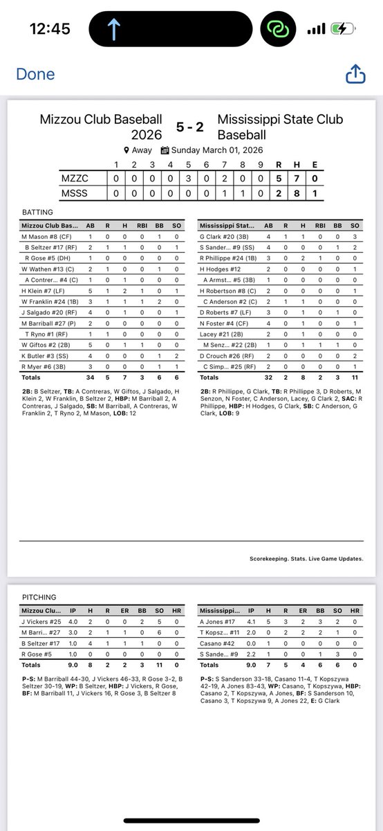 Mizzou Club Baseball tweet media