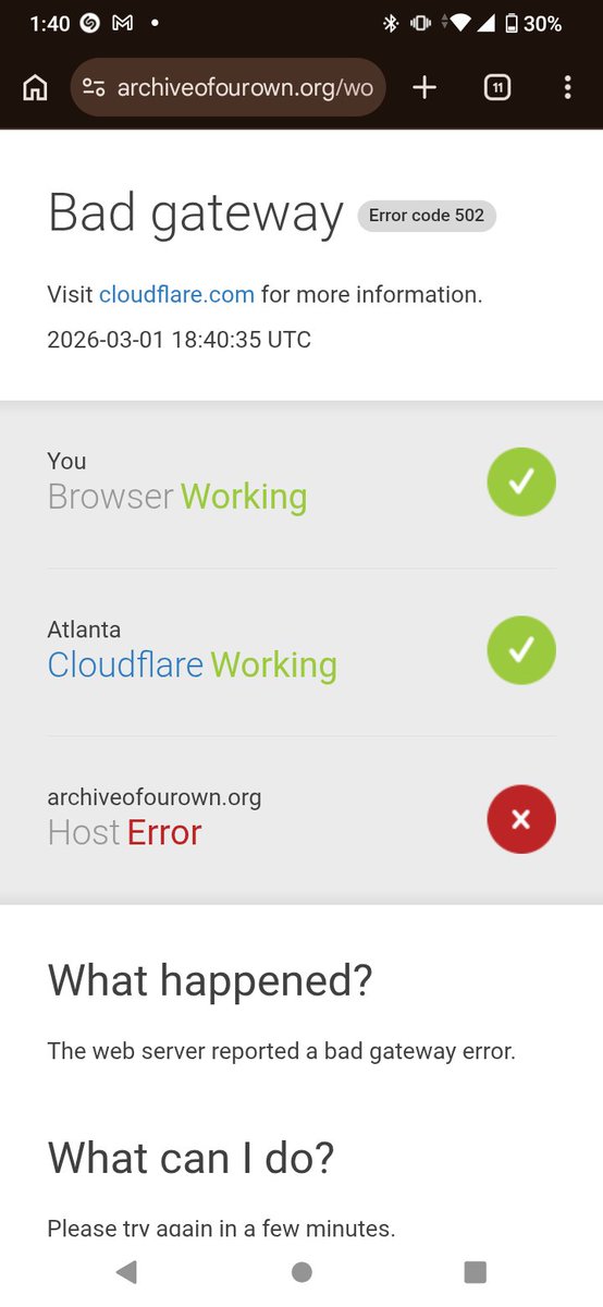 Accidentally caught the moment ao3 went down