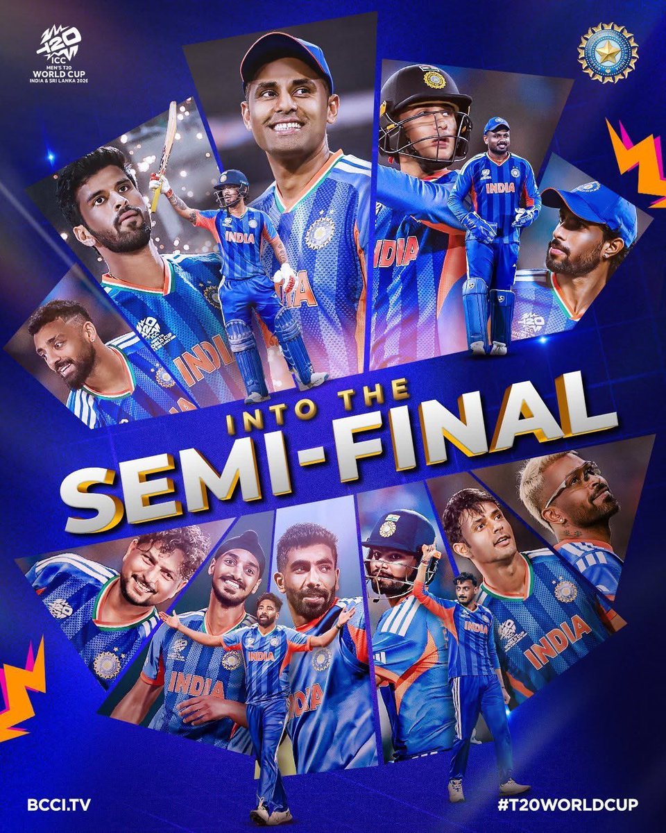 dindaashoke's tweet image. Into the Semis! 🇮🇳 many many congratulation team India 

#CAB #INDvsWI #T20WorldCup2026