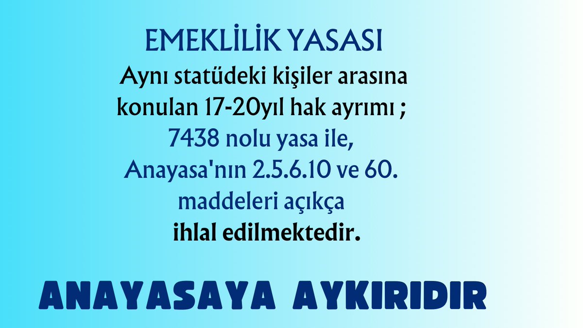<a href="/KademeFed/">Kademeli Emeklilik Federasyonu</a> Sayın bakanım;
Akranlar arasında 17-20 yıl emeklilik yaş farkının olmadığı adil ve ölçülü kademeli emeklilik düzenlemesi istiyoruz  
<a href="/RTErdogan/">Recep Tayyip Erdoğan</a>
<a href="/NumanKurtulmus/">Numan Kurtulmuş</a>
<a href="/KademeFed/">Kademeli Emeklilik Federasyonu</a> 
#KademedeBirlik