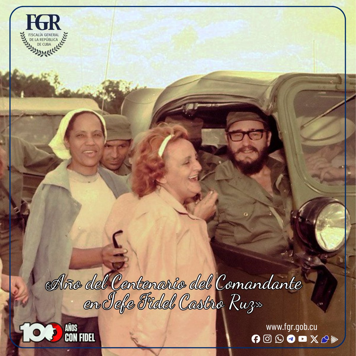FGR_Cuba's tweet photo. #100AñosConFidel: «El proceso revolucionario cubano, tanto en su etapa de lucha insurreccional como de construcción socialista, ha tenido a la #mujer como participante insustituible de primera fila (...)»

#MujeresEnRevolución
#FiscalíaCubana https://t.co/29uyHqbtaN