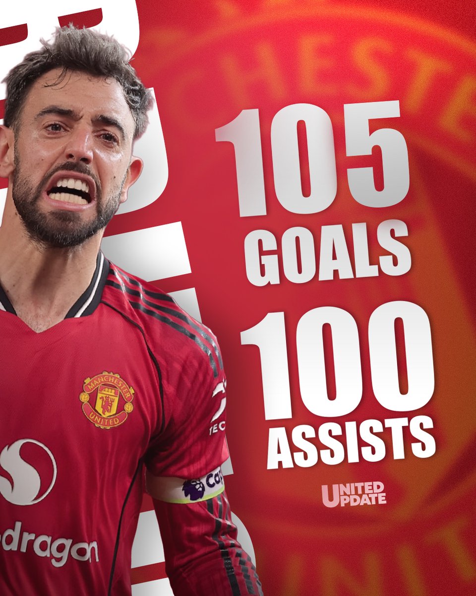 🚨 Bruno Fernandes has become only the THIRD player EVER in Manchester United history to hit 100+ goals AND 100+ assists. 🤯🇵🇹 #mufc