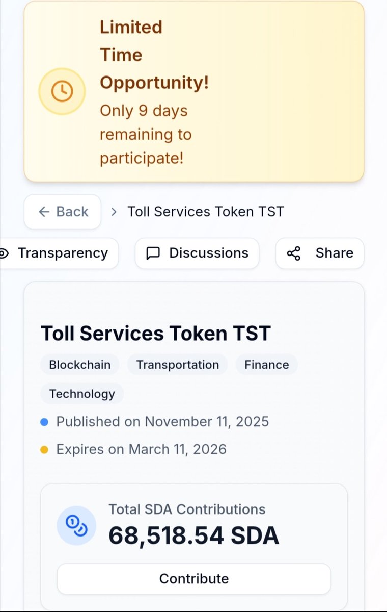 YarkK13970's tweet photo. ⏳ Only 9 Days Left!
🚀 Toll Services Token (TST) is transforming toll &amp; road services with powerful blockchain innovation. Don’t miss this opportunity to be part of the future.
🔗 Project Link:
https://t.co/FH0mp97ZGa⁠�
#TST #SidraStart #Blockchain #Web3 #9DaysLeft https://t.co/9eVOrpfI4K