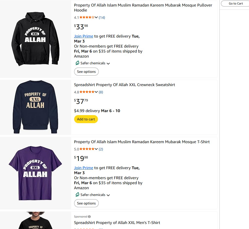 After Charlottesville, there was a massive crackdown on anything Confederate. Amazon even banned the Dukes of Hazzard.

Can we get a ban on 'Property of Allah' t-shirts after the Austin bar shooting?