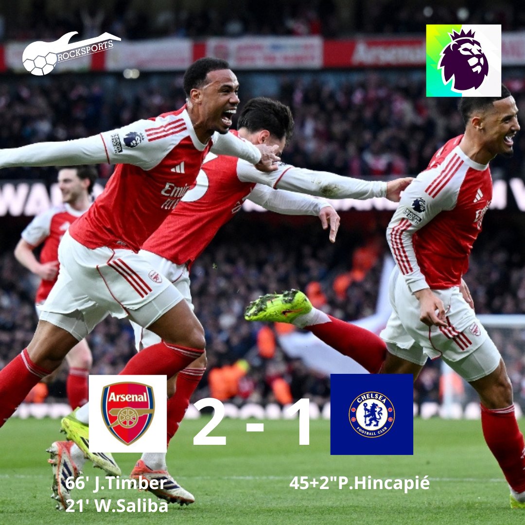 #premierleague 
⚽ Arsenal sacó un partido difícil ante el Chelsea, para seguir liderando la <a href="/premierleague/">Premier League</a>

🔝 Tras el triunfo, los. 'Gunners' siguen lideres con 64 unidades en la 29 jornadas