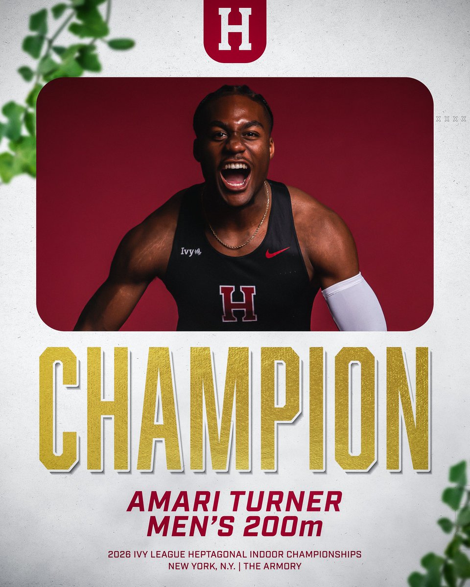 HarvardTFXC's tweet photo. The Best of the Best in the 200m ⚡️

Amari Turner is the men’s 200m Ivy League champion for the first time in his career! 

#GoCrimson https://t.co/2wqCh7GDU4