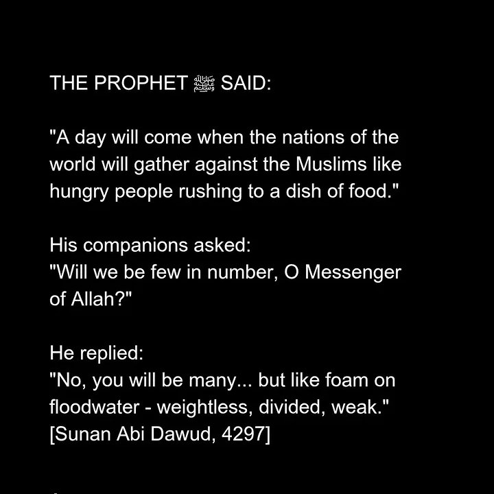 More than 1,400 years ago Prophet Muhammad SAWW warned the Ummah about such circumstances.