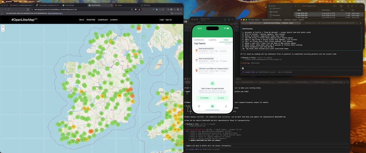 OpenLitterMap's tweet photo. More was done this weekend than in the last 5+ years with #claudecode agentic workflow #OLMv5 https://t.co/iZwwjMvWS1