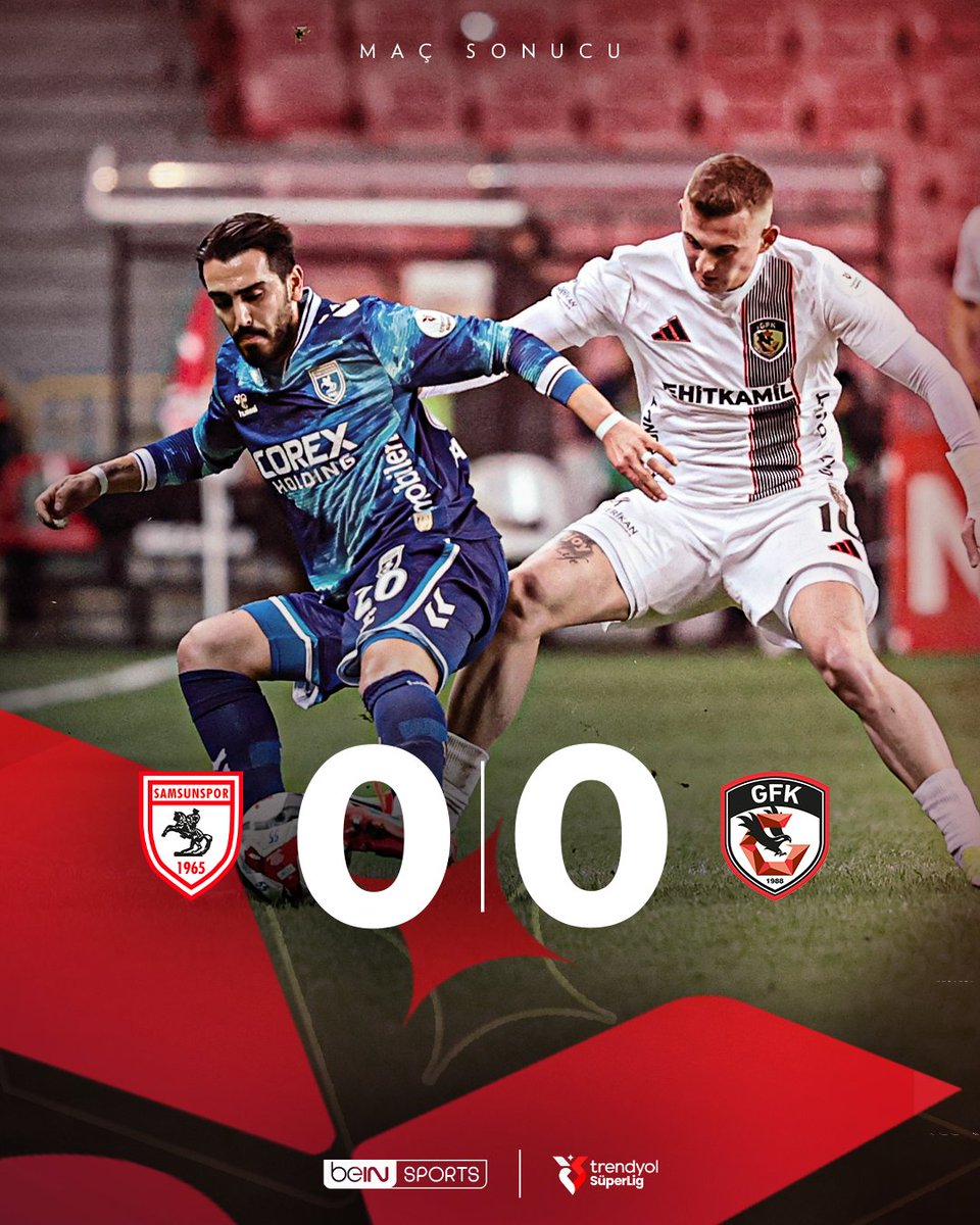beINSPORTS_TR's tweet photo. ⚽ Maç Sonucu: Samsunspor 0-0 Gaziantep FK
#TrendyolSüperLig #SüperBirSezon #SAMvGFK https://t.co/KG3hPAkhdg