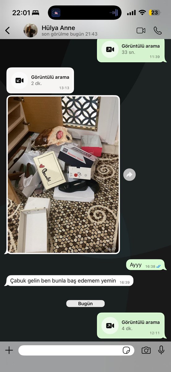 Elayı (2) çok özledim az getir diyen kayınvalidemin 1.saatte attığı mesaj ahshahah