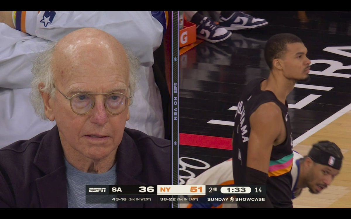 Larry David and Victor Wembanyama side by side cam lol