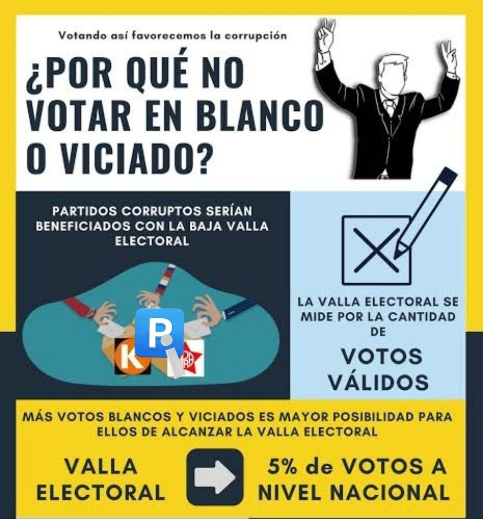 <a href="/larepublica_pe/">La República</a> <a href="/rmapalacios/">Rosa María Palacios</a> Pienso se debe hacer campaña por ir a votar y No al Voto Viciado/Nulo. No podemos permitir que el voto duro de estas dos agrupaciones que encabezan las encuestas repartan senadores y diputados el 12 de abril.
Es hora de tomar partido por el Perú.
#PorEstosNo2026