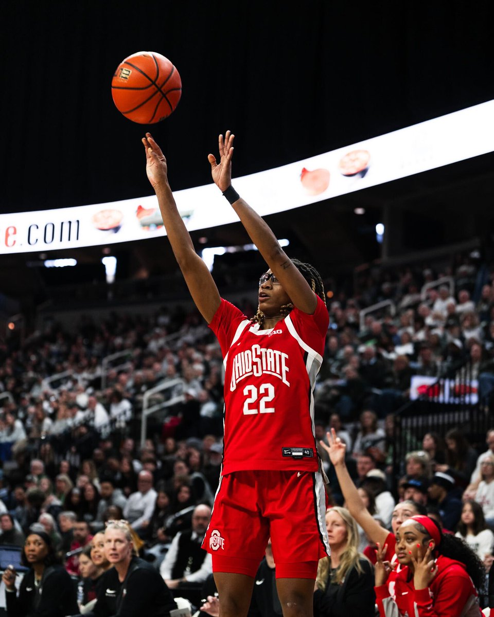 OhioStateWBB's tweet photo. TEAM EFFORT.

Jaloni - 33 PTS / 5 REB / 3 AST
Chance - 21 PTS / 3 REB / 3 AST
Elsa - 11 PTS / 10 REB / 3 AST
Kennedy - 10 PTS / 8 REB / 8 AST
Ava - 9 PTS / 6 REB / 4 AST
Bryn - 3 PTS

Program record 18 three-pointers today 🗣️

#GoBucks https://t.co/PwrElsVPlA