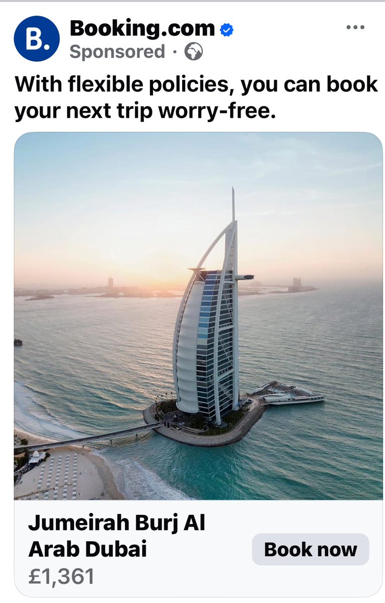 Sponsored post on Facebook from <a href="/bookingcom/">Booking.com</a> - think I’ll give this one a miss thanks