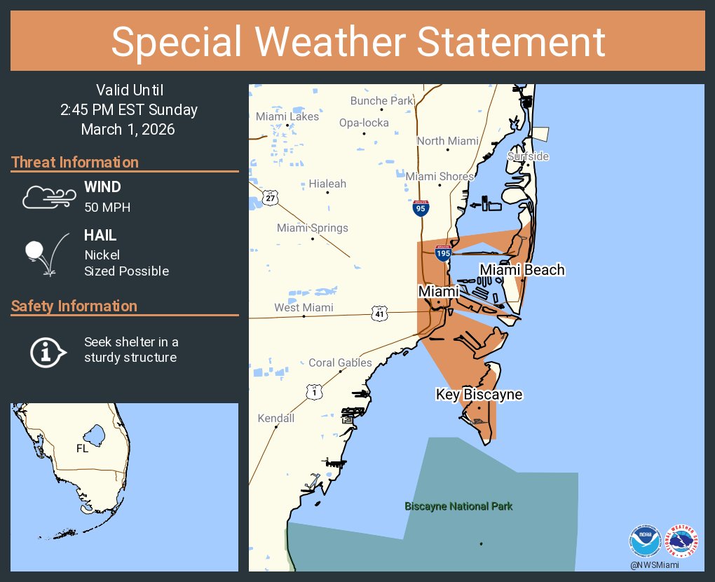 Key Sentence 衛生POINT 2026 A special weather statement has been issued for Miami FL, Miami