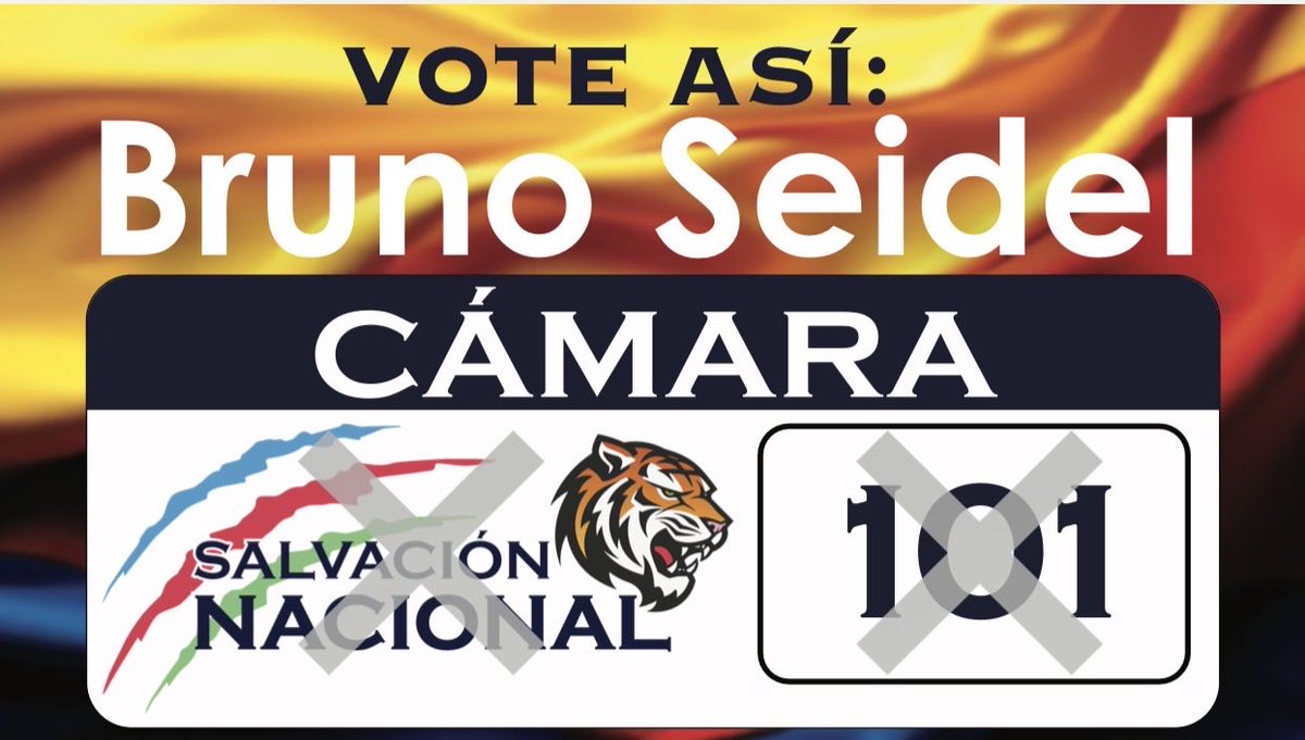 bruno66seidel's tweet photo. Nos vemos el domingo! Vote Bruno el 101 y póngale la raya al tigre con Salvación Nacional https://t.co/85H4ttpexT