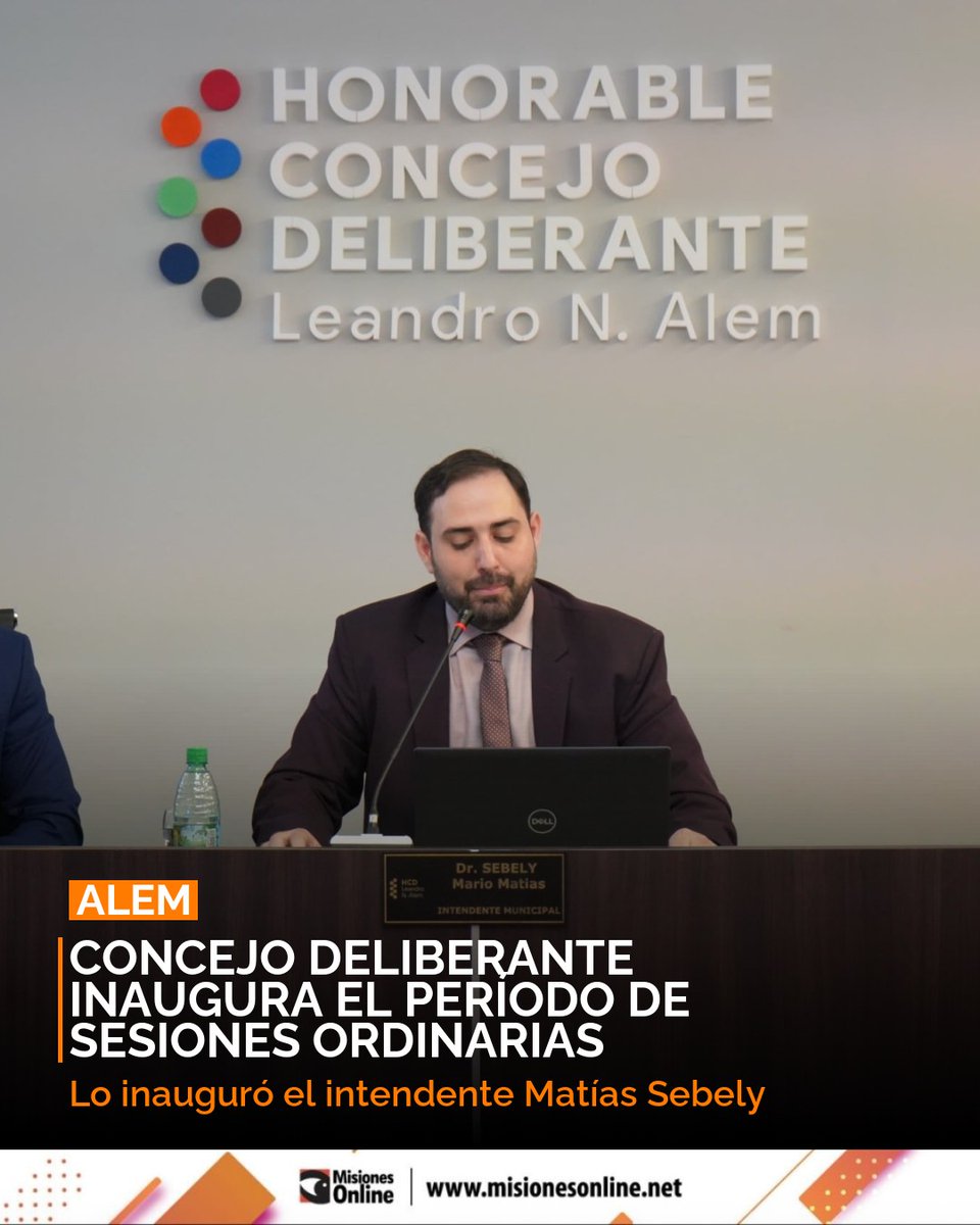 misionesonline's tweet image. Intendente Matías Sebely inauguró las Sesiones Ordinarias 2026 del Concejo Deliberante de Leandro N. Alem. Ejes: orden fiscal, obras y el Centenario. 🏛️
misionesonline.net/2026/03/01/con…
#Alem #Concejo #Misiones #Gestion