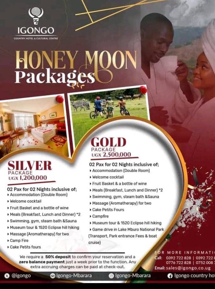 DjHardboyUg's tweet photo. Hope this is very nice ❤️ allow Igongo country hotel and cultural center to escort you as you start your journey , we’re there to serve you as well , book now and experience what honey moon means 🤗 we have an affordable packages #vistigongo #honeymoon ⁦@Igongocc⁩ https://t.co/q90Op1JFJc