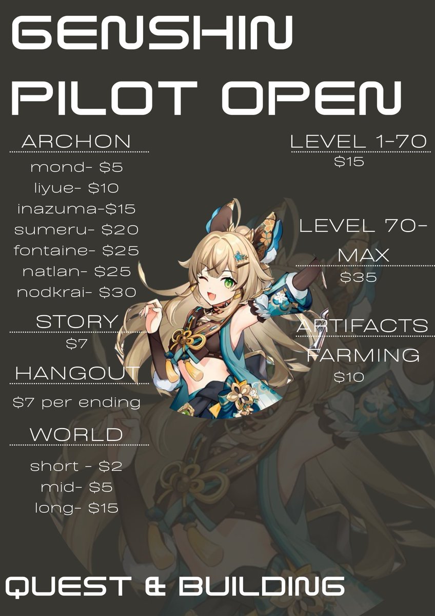 Amelia ⋆˚꩜｡ | genshin pilot | FREE SERVICE OPEN tweet media